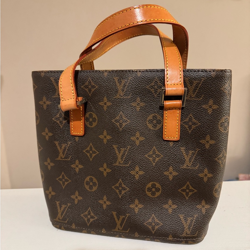 Louis Vuitton Monogram Canvas Tote with Tan Handles